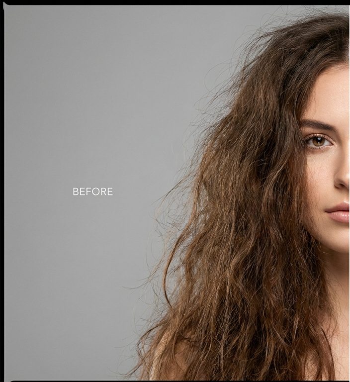Before: frizzy, tangled hair